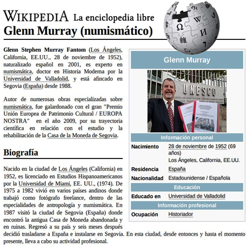 Datos biográficos en WIKIPEDIA de Dr. Glenn Murray - Presidente de la Asociación