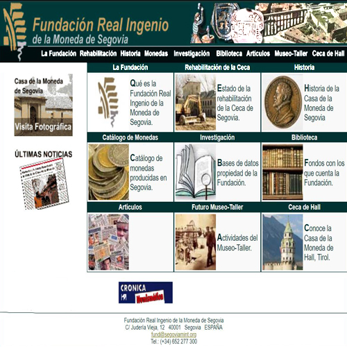 La FUNDACION REAL INGENIO de la Moneda de Segovia lanza su web con alojamiento en nuestro servidor